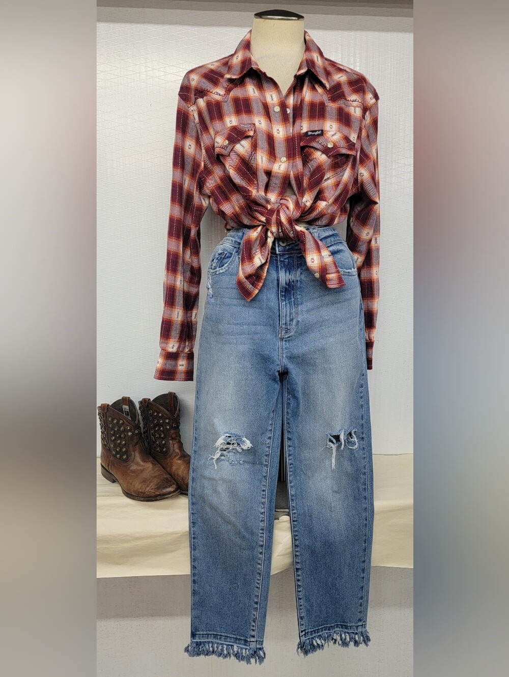 KanCan Cottage Grunge Cowgirl Distressed High Waist Jeans